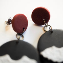 Load image into Gallery viewer, RBG Inspired Collar Earrings, Hypoallergenic Titanium Posts, Red Accent