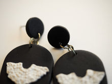 Load image into Gallery viewer, RBG Inspired Collar Earrings, Hypoallergenic Titanium Posts, Black Accent
