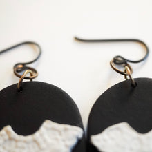 Load image into Gallery viewer, PRE-ORDER RBG Inspired Collar Earrings, Hypoallergenic Niobium Hooks Posts, Black & White