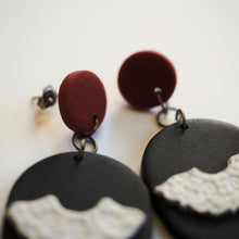 Load image into Gallery viewer, PRE-ORDER RBG Inspired Collar Earrings, Hypoallergenic Titanium Posts, Red Accent