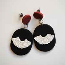 Load image into Gallery viewer, RBG Inspired Collar Earrings, Hypoallergenic Titanium Posts, Red Accent