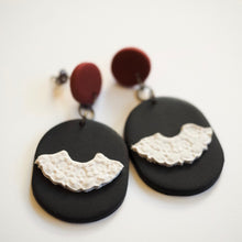 Load image into Gallery viewer, RBG Inspired Collar Earrings, Hypoallergenic Titanium Posts, Red Accent