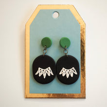 Load image into Gallery viewer, RBG Inspired Collar Earrings, Hypoallergenic Titanium Posts, Green Accent