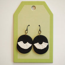 Load image into Gallery viewer, PRE-ORDER RBG Inspired Collar Earrings, Hypoallergenic Niobium Hooks Posts, Black & White
