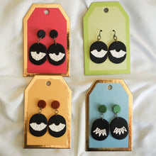 Load image into Gallery viewer, RBG Inspired Collar Earrings, Hypoallergenic Niobium Hooks Posts, Black & White