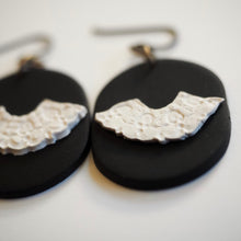 Load image into Gallery viewer, RBG Inspired Collar Earrings, Hypoallergenic Niobium Hooks Posts, Black & White