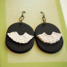 Load image into Gallery viewer, PRE-ORDER RBG Inspired Collar Earrings, Hypoallergenic Niobium Hooks Posts, Black & White