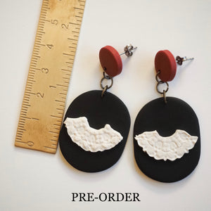 PRE-ORDER RBG Inspired Collar Earrings, Hypoallergenic Titanium Posts, Red Accent