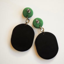 Load image into Gallery viewer, RBG Inspired Collar Earrings, Hypoallergenic Titanium Posts, Green Accent
